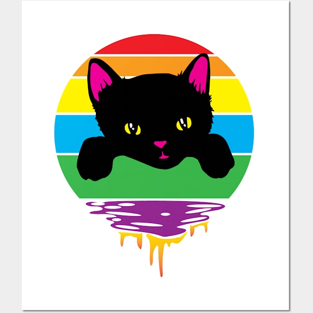 Rainbow Sunset Kitten Wall Art by Shawnsonart